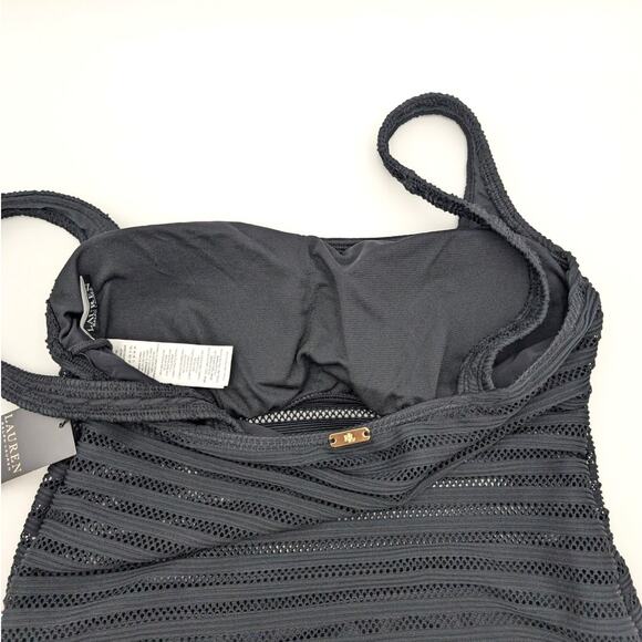 Lauren Ralph Lauren Women's Ottoman Mesh Square Neck One Piece Swimsuit Size 10 - Picture 13 of 14